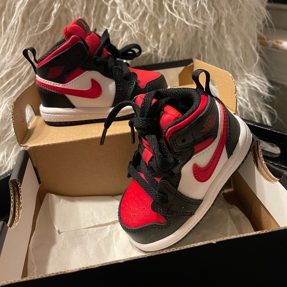 Nike Other - Nike Jordan 1 mid red/black -Toddler size 4c